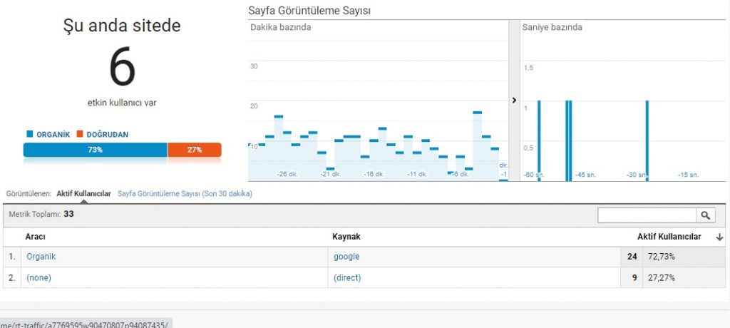 Google Analytics Sorunu - Online Kişi Sayısı